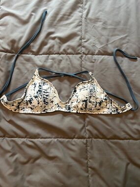 Carve Designs Beige and Black Patterned Bikini Top